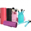 12st professionelles Kosmetik Pinsel Zylinder Ledertasche