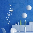 30pcs Schmetterling Silber Acryl Spiegel Wandaufkleber 3D DIY Art Home Decoration